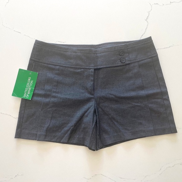 Sisley by United Colors of Benetton | Y2K High-Waisted Dark Gray Tailored Shorts - Picture 1 of 11